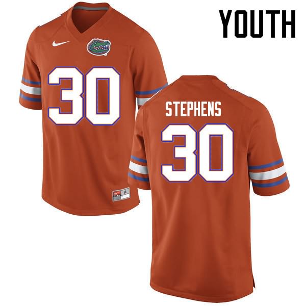 NCAA Florida Gators Garrett Stephens Youth #30 Nike Orange Stitched Authentic College Football Jersey OBC7564OK